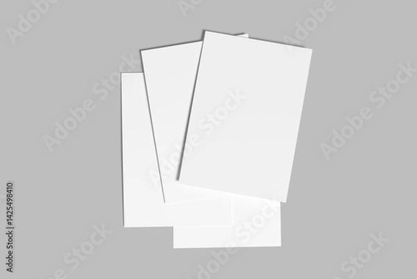 Obraz White realistic blank paper page. Vector sheet paper A4 format with shadows. A4 Flyer blank mockup