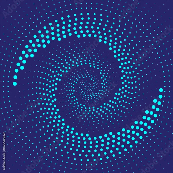 Fototapeta graphic of abstract blue dotted spiral with futuristic element for background or backdrop
