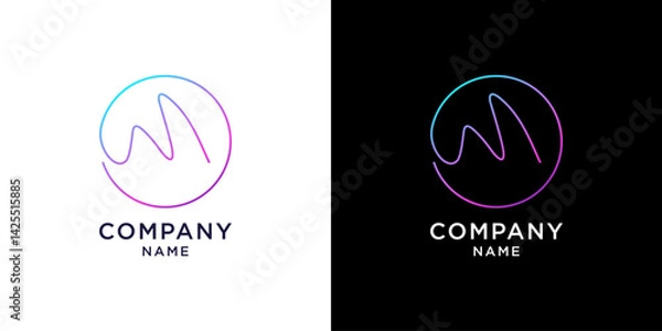 Obraz letter m logo design. rising wave