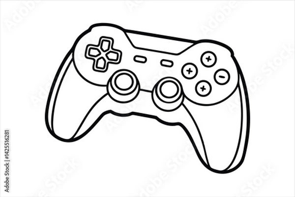 Obraz Gaming Remote Outline Vector – Minimal Design for Tech and Apps