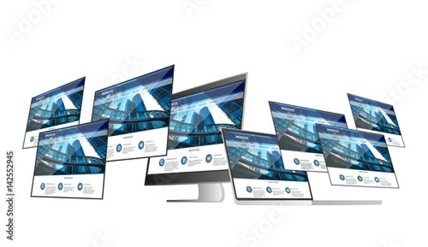 Fototapeta website on computer and laptop concept