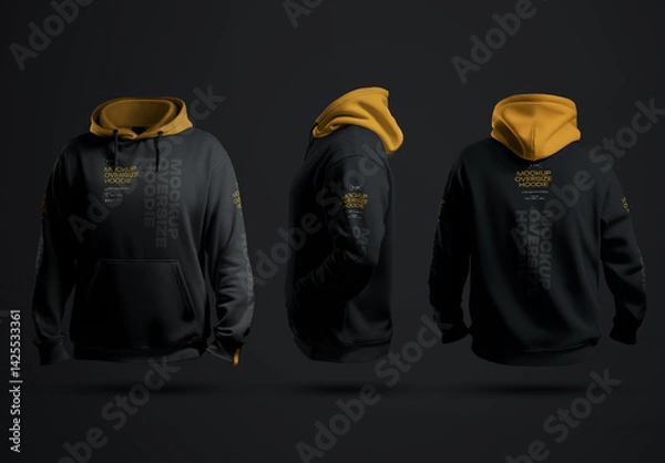 Obraz Hoodie Mockup in 3D Style, Blank Apparel With Hood and Pocket