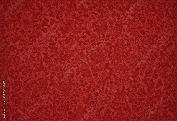Obraz Red damask flock wallpaper, retro vintage style, home, white, image