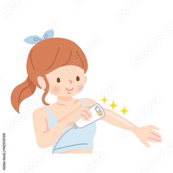 Fototapeta 自分で腕の脱毛をする若い女性