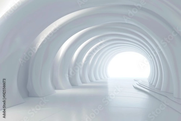 Fototapeta Abstract White Tunnel with Bright Light
