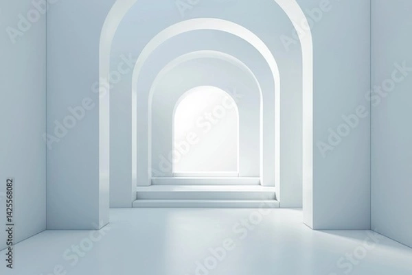 Fototapeta Abstract Archway with White Steps and Light