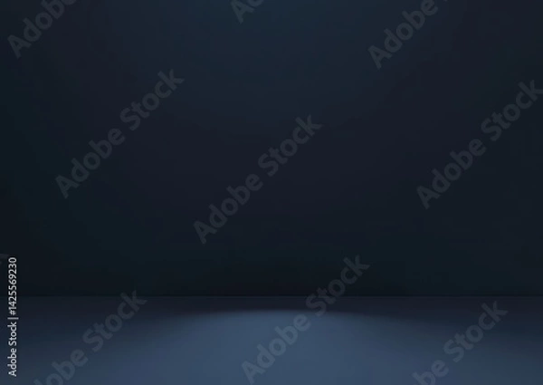 Fototapeta Dark, muted navy studio backdrop with subtle lighting