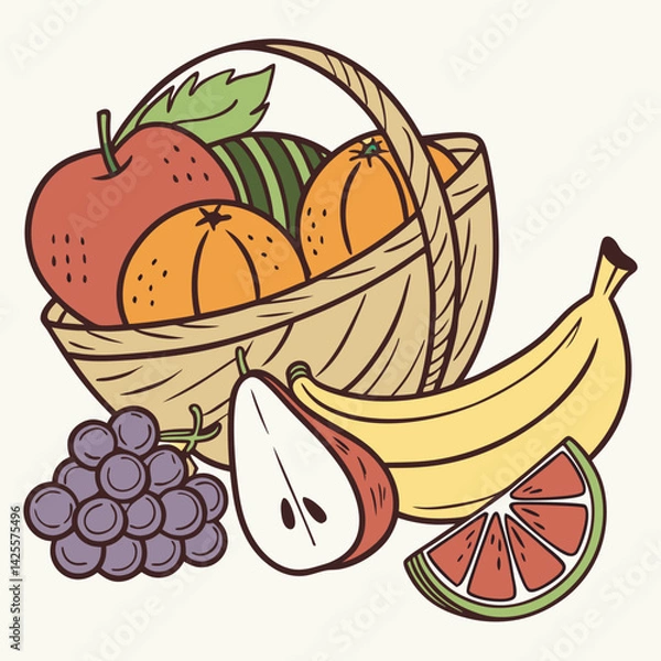 Obraz fruits and vegetables. healthy pack vector design