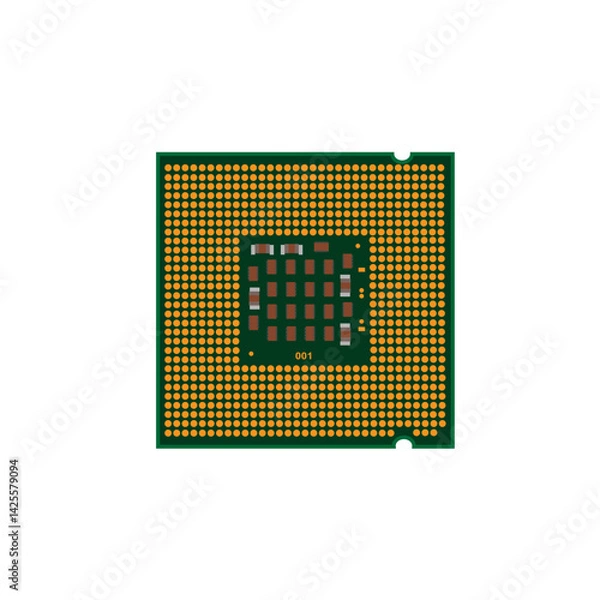 Obraz CPU processor microchip. Computer microprocessors isolated on white background. Computer and hardware concept. Vector illustration design