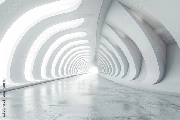 Fototapeta Modernistic Curved Tunnel with Bright Lighting
