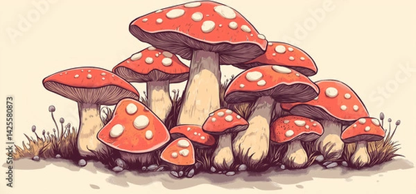 Obraz fly agaric mushroom illustration