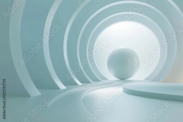 Fototapeta Abstract Minimalist Interior Design with a Sphere