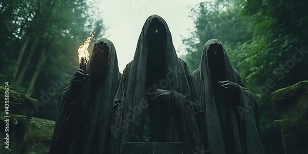 Fototapeta Mysterious figures forest statues