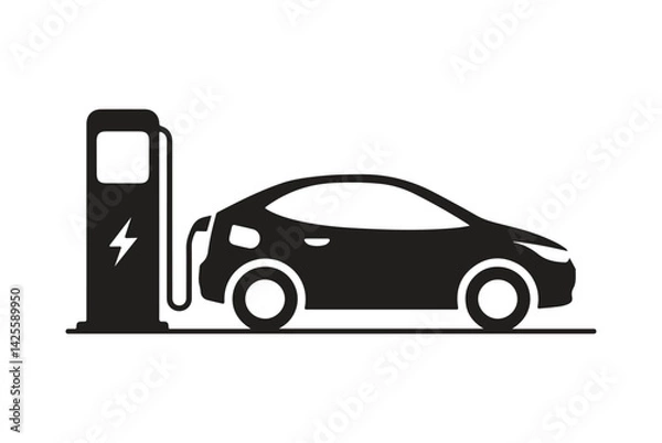 Obraz Electric car charging station icon vector