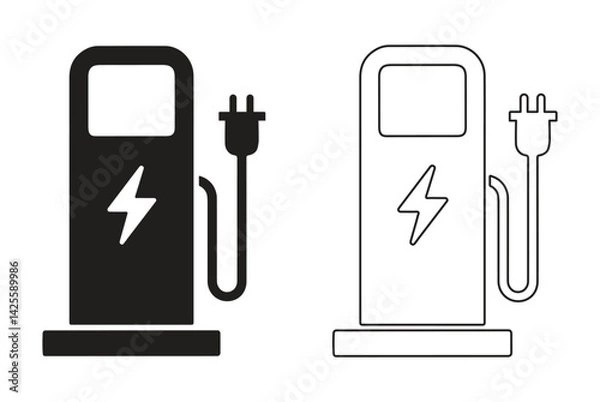 Obraz Electric car charging station icon vector