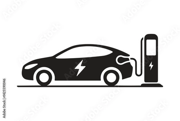 Obraz Electric car charging station icon vector