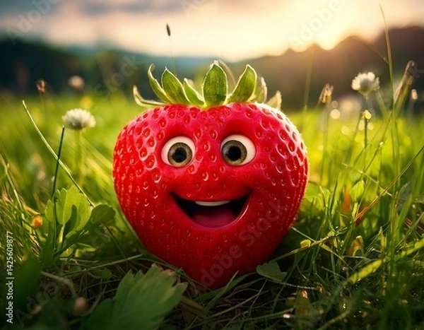 Obraz Erdbeere mit Gesicht