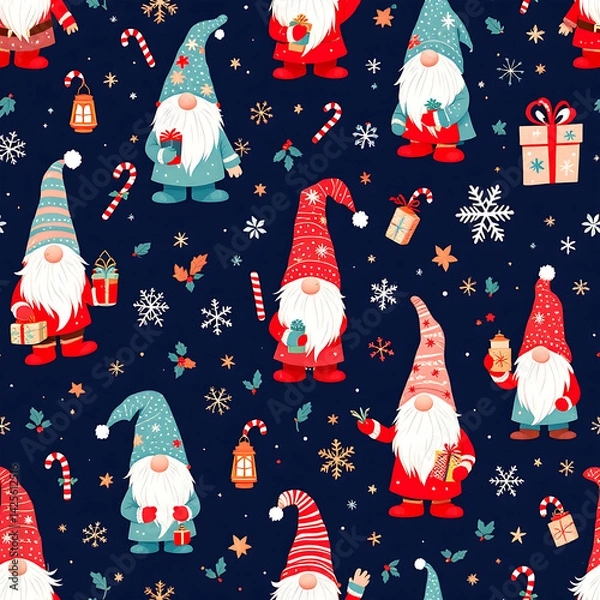 Obraz Christmas gnome pattern background