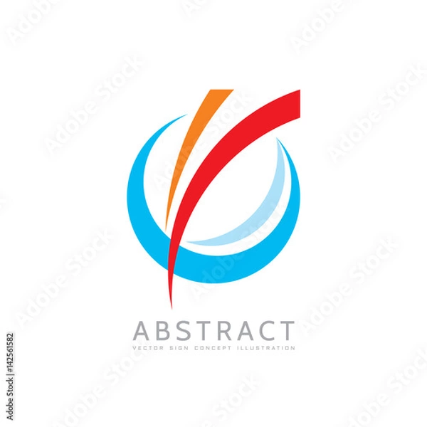 Fototapeta Application - vector business logo concept illustration. Colored ring with abstract shapes. Positive geometric sign in optimism style. Design element.