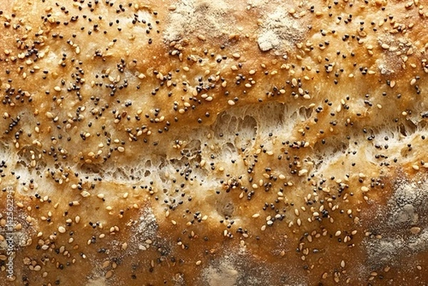 Obraz Close-Up of Artisan Bread with Seeds, Generative AI