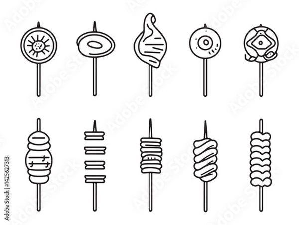 Obraz Shish Kebab Detailed Line Drawing Vector Design