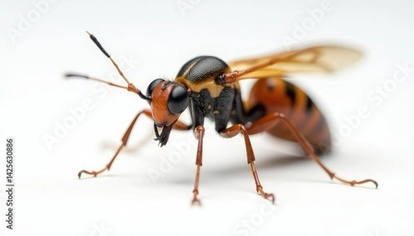 Fototapeta Close-up of single insect on pure white background, image, studio, wings