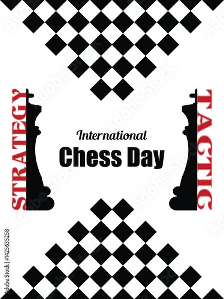 Fototapeta International Chess Day is on July 20th, also known as World Chess Day. That promotes the game of chess. This template is suitable for creating background banners, posters, and cards.