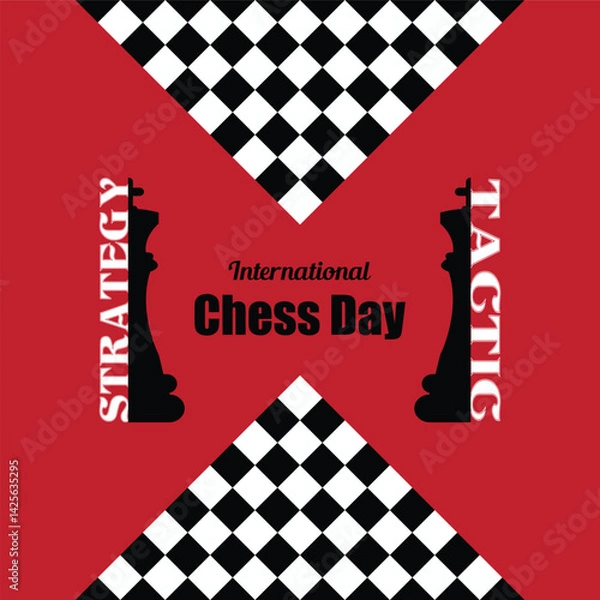Fototapeta International Chess Day is on July 20th, also known as World Chess Day. That promotes the game of chess. This template is suitable for creating background banners, posters, and cards.