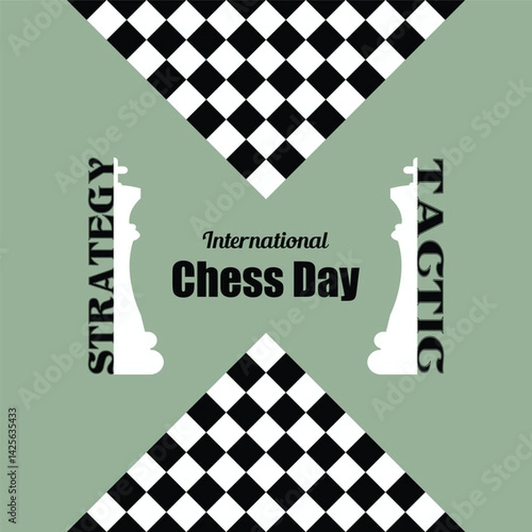 Fototapeta International Chess Day is on July 20th, also known as World Chess Day. That promotes the game of chess. This template is suitable for creating background banners, posters, and cards.