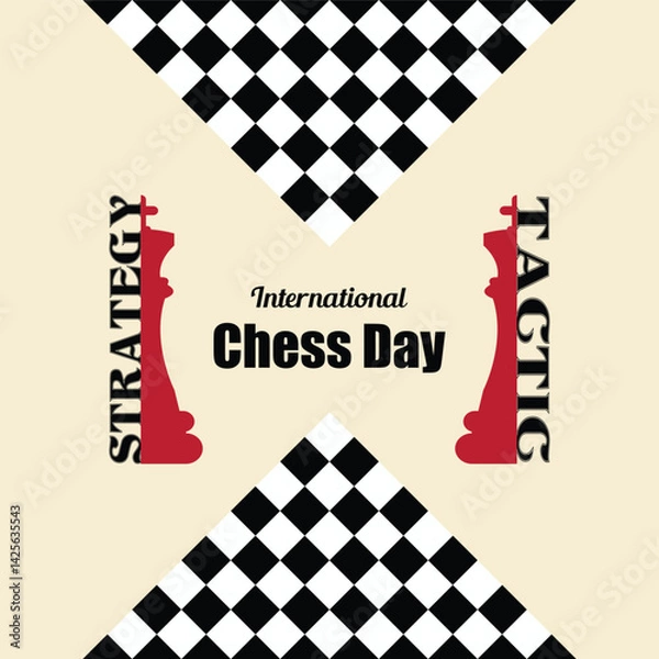 Fototapeta International Chess Day is on July 20th, also known as World Chess Day. That promotes the game of chess. This template is suitable for creating background banners, posters, and cards.