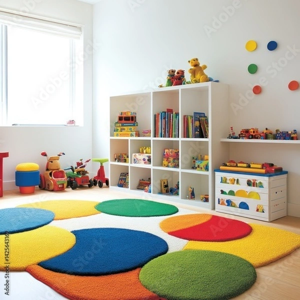 Obraz Colorful playroom with vibrant toys and storage