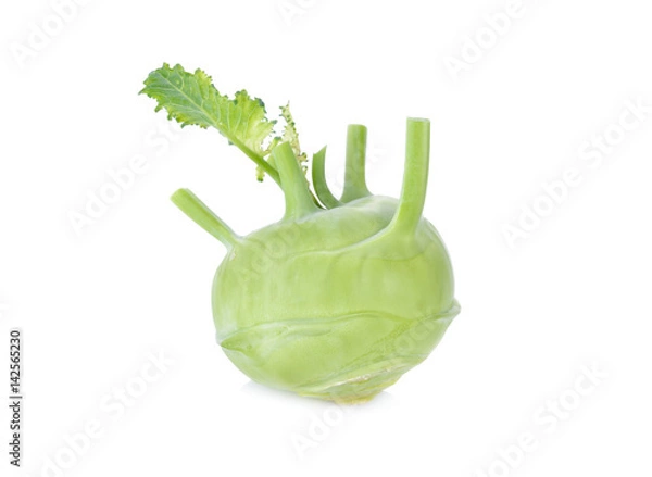 Obraz fresh green kohlrabi on white background