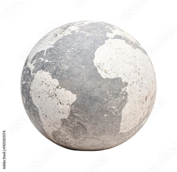 Obraz Textured globe of earth with continents displayed, cut out - stock png.