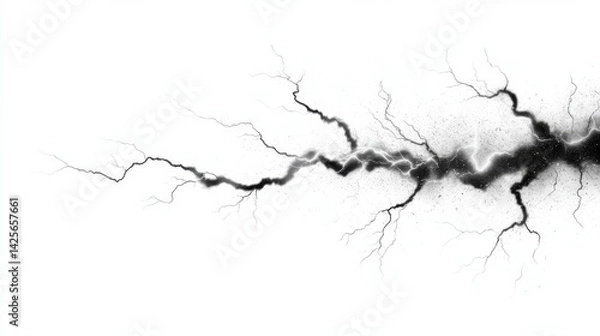 Obraz An abstract black and white image depicts a dramatic thunder ripple effect isolated on a pure white background perfect for design projects needing a powerful visual element.