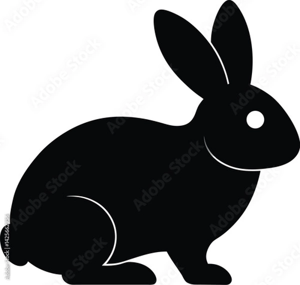 Fototapeta Silhouette of a Sitting Rabbit in Profile View