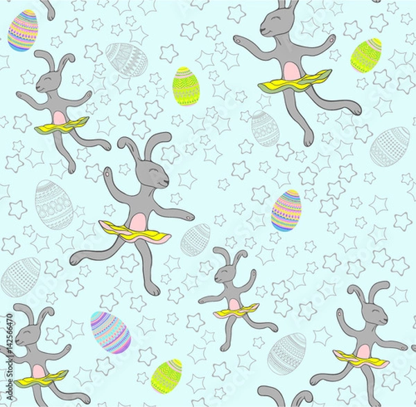 Obraz Easter rabbits with Easter eggs and banners.