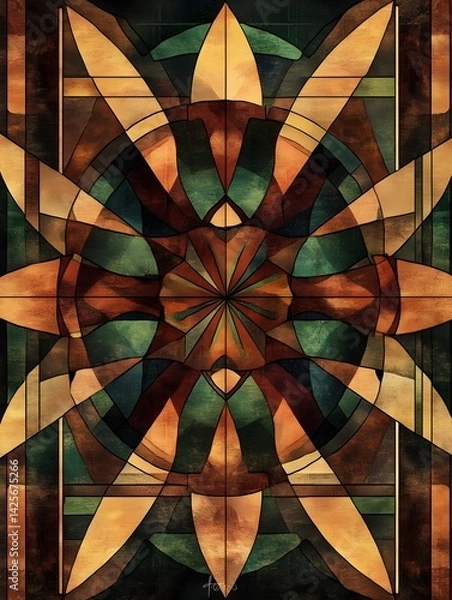 Obraz Intricate Geometric Patterns in Bold Earth Tones, Generative AI