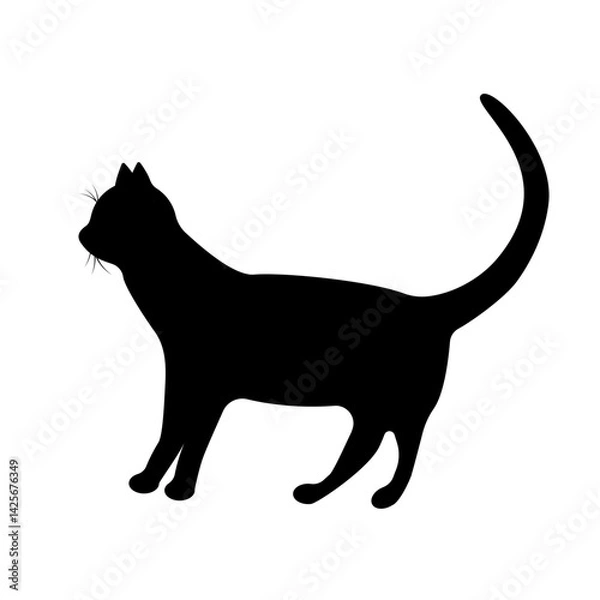 Obraz A black silhouette of a cat isolated on a white background.Vector illustration of a pet.