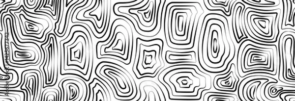 Fototapeta Seamless Topographic Lines. Pattern from abstract texture with monochrome stains of liquid. Abstract marble texture with monochrome fluid stains. 