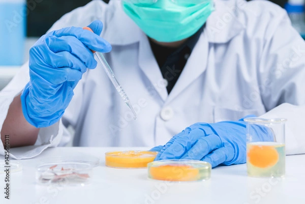 Fototapeta Researcher led an experiment on the egg’s yolk, blending biology, food science, and biotechnology to unlock new nutrition insights for health in the laboratory