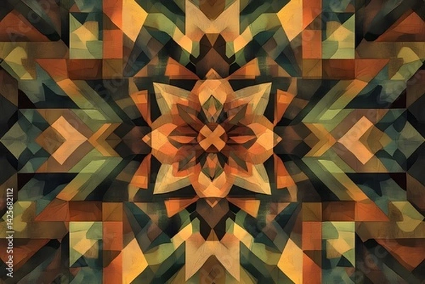 Obraz Intricate Geometric Patterns in Bold Earth Tones, Generative AI
