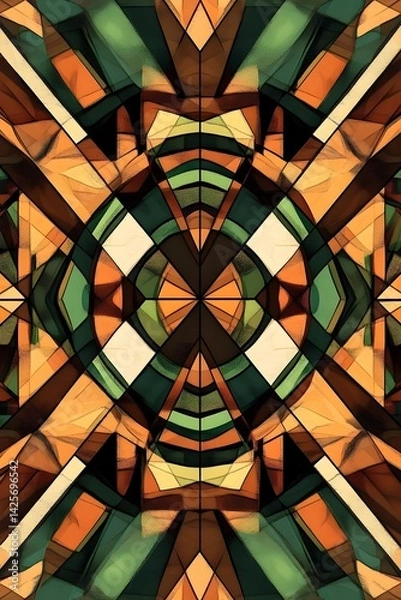 Obraz Intricate Geometric Patterns in Bold Earth Tones, Generative AI