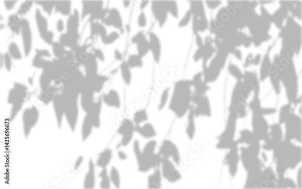 Obraz Realistic blurred leaf shadow effect isolated on transparent background. blur branch leaves shadow. Plant foliage silhouette. Nature design element for spring summer, mockup for product presentation