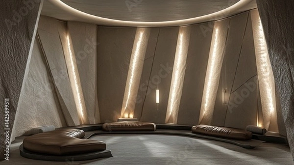 Fototapeta A modern meditation room with sharp