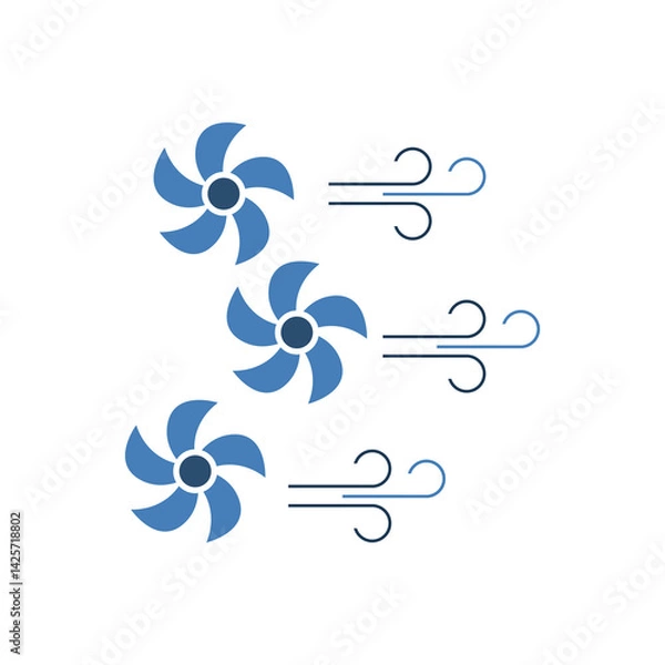 Fototapeta cooler icon, wind on a white background, vector illustration