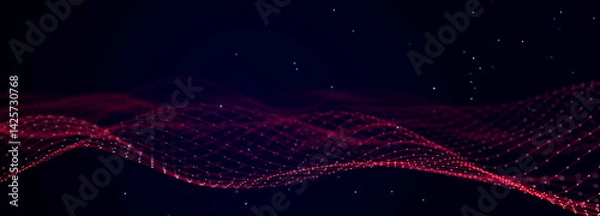 Obraz Digital technology background. Network connection dots and lines. Futuristic background for presentation design. 3d