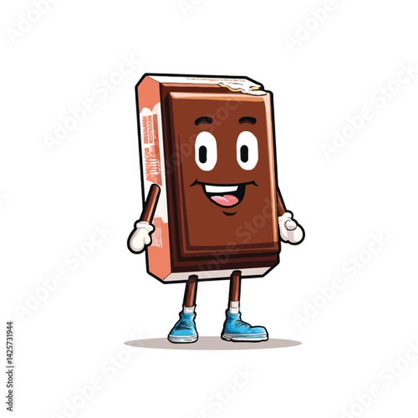 Obraz Walking Chocolate Bar cartoon mascot illustration design character vector- Adobe Illustrator Artwork