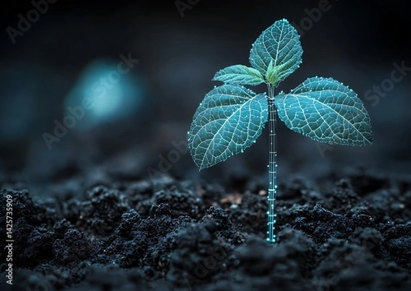 Fototapeta Sprout Emerging From Soil; Growth Concept