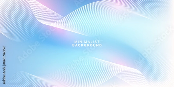 Fototapeta Abstract blue gradient background with shining lines waves. Minimalist background for banner, poster, cover, brochure, flyer, website