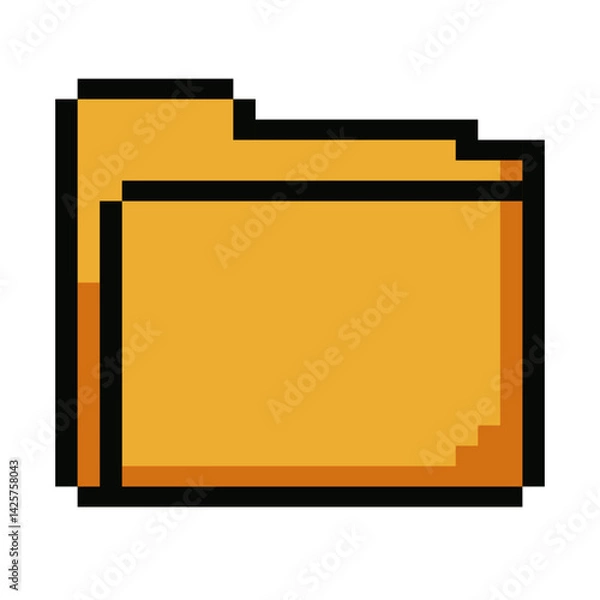 Fototapeta Minimalist pixel art yellow folder icon for business projects, apps, and UI design. Ideal for topics related to documents, file storage, and data management. Retro 8 bit video game style. Vector